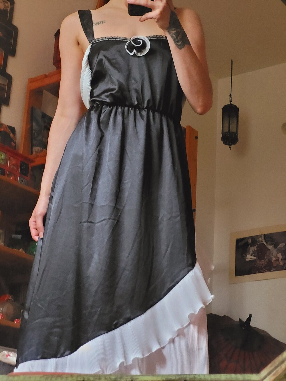 Carla DeGiovanni Vintage Silk Black and White Maxi Romantic Dress - S
